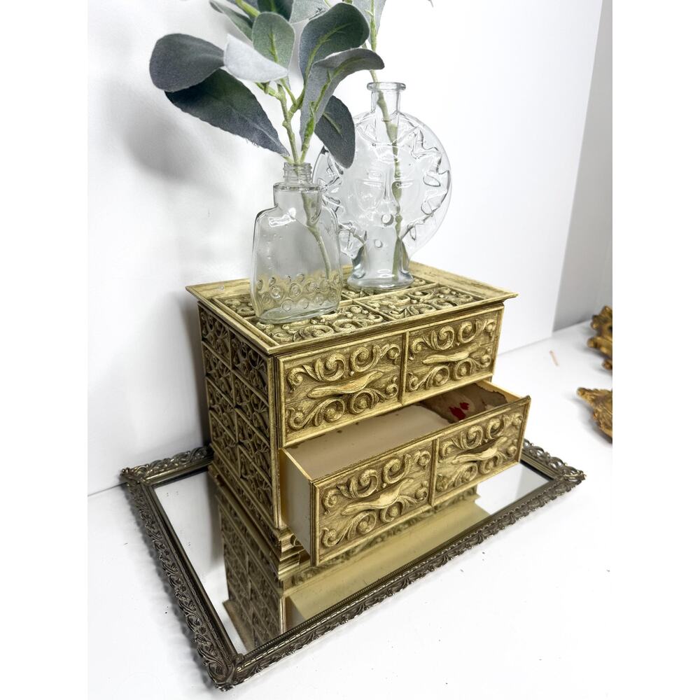 Vintage 70's Lerner NY Celluloid Jewelry Box or Sewing Box